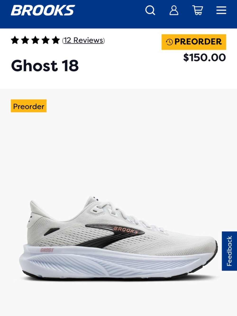 Brooks Ghost 18 Lightweight Running Shoe - sz 10 w / 8.5 m new in box !!
